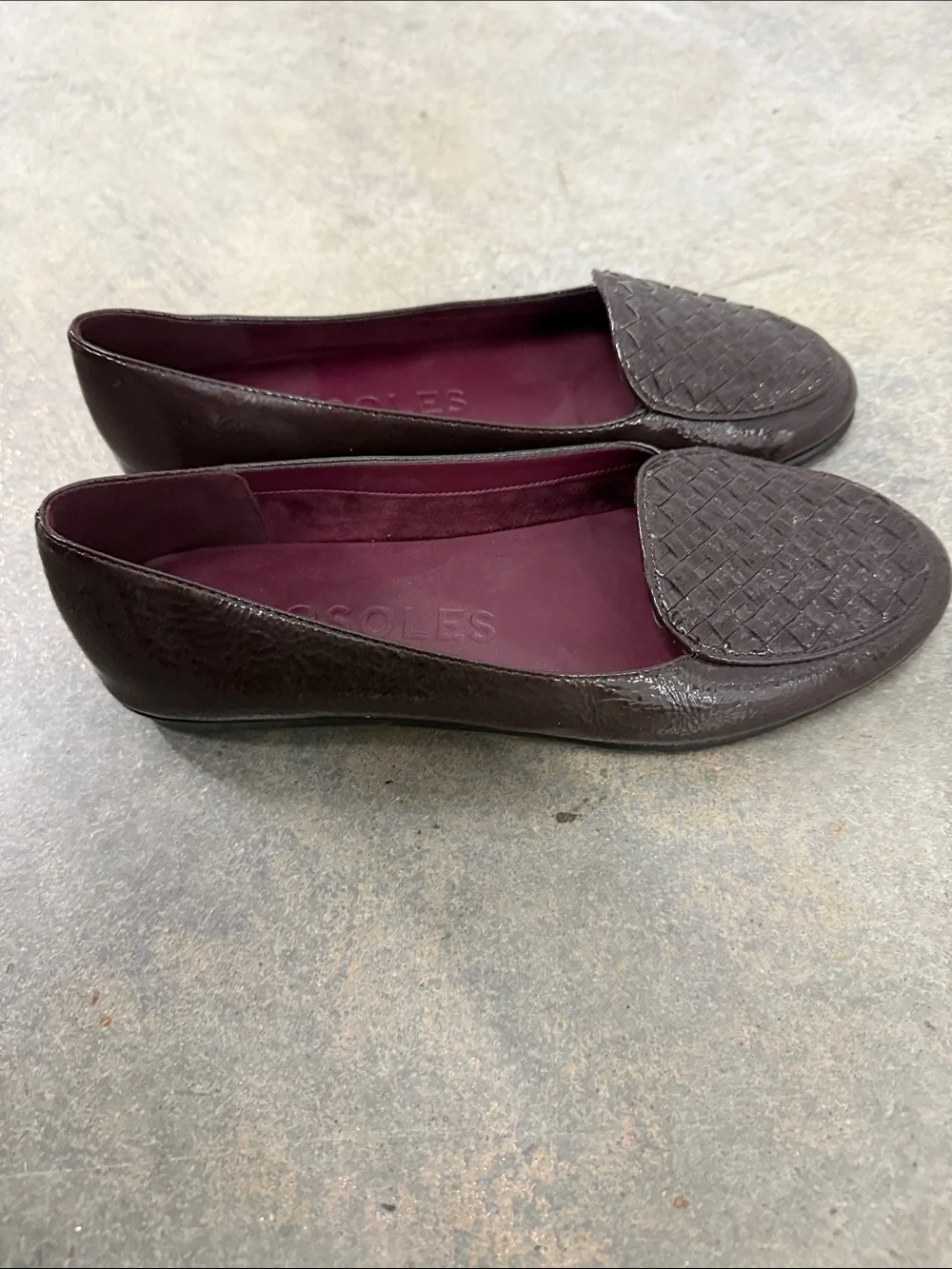AEROSOLES Woven Leather Loafers in Plum